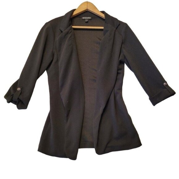 Wearever Jackets & Blazers - Wearever Junior Women’s Black Open Blazer Jacket Roll Tab Button Sleeve Size XL